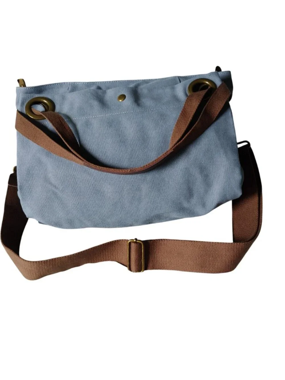 ZEDE Washed Canvas Split Leather Crossbody Tote Travel Bag Contemporary
